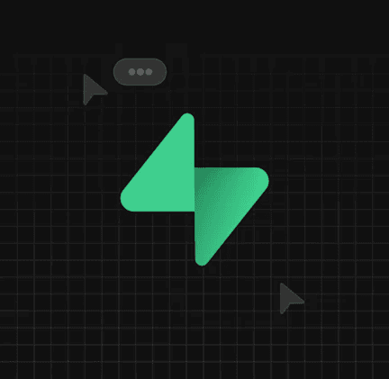 Green lightning logo on a dark grid background